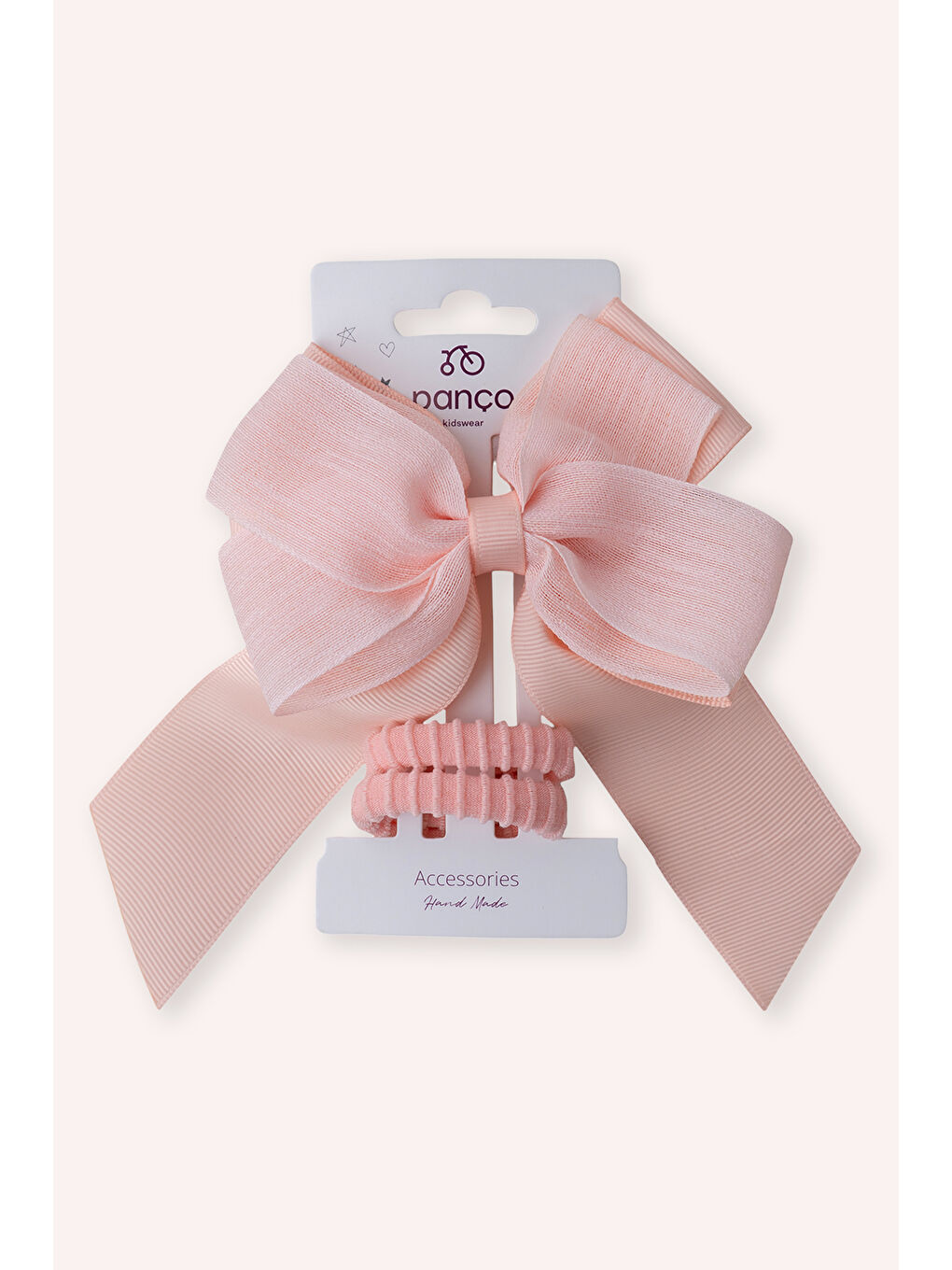 Pembe Kız Çocuk Kurdela Detaylı Somon 3'lü Toka Seti-1