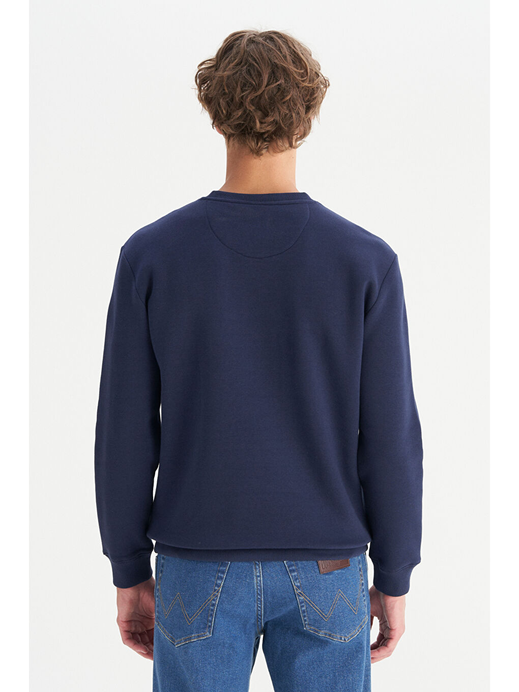 Regular Fit Normal Kesim Bisiklet Yaka İçi Polarlı Lacivert Sweatshirt-4