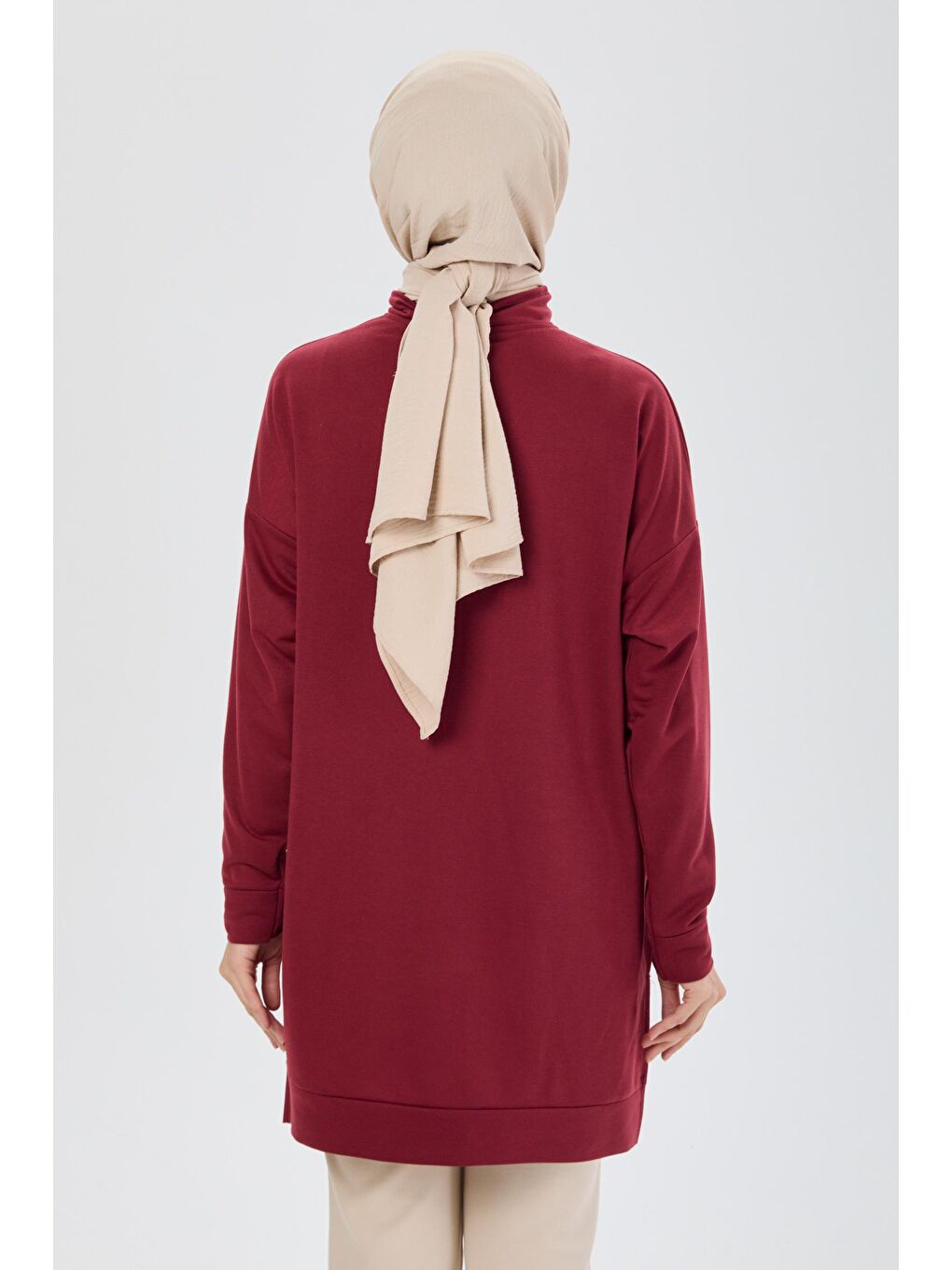 Hakim Yaka Kadın Bordo Sweat - 13097-5
