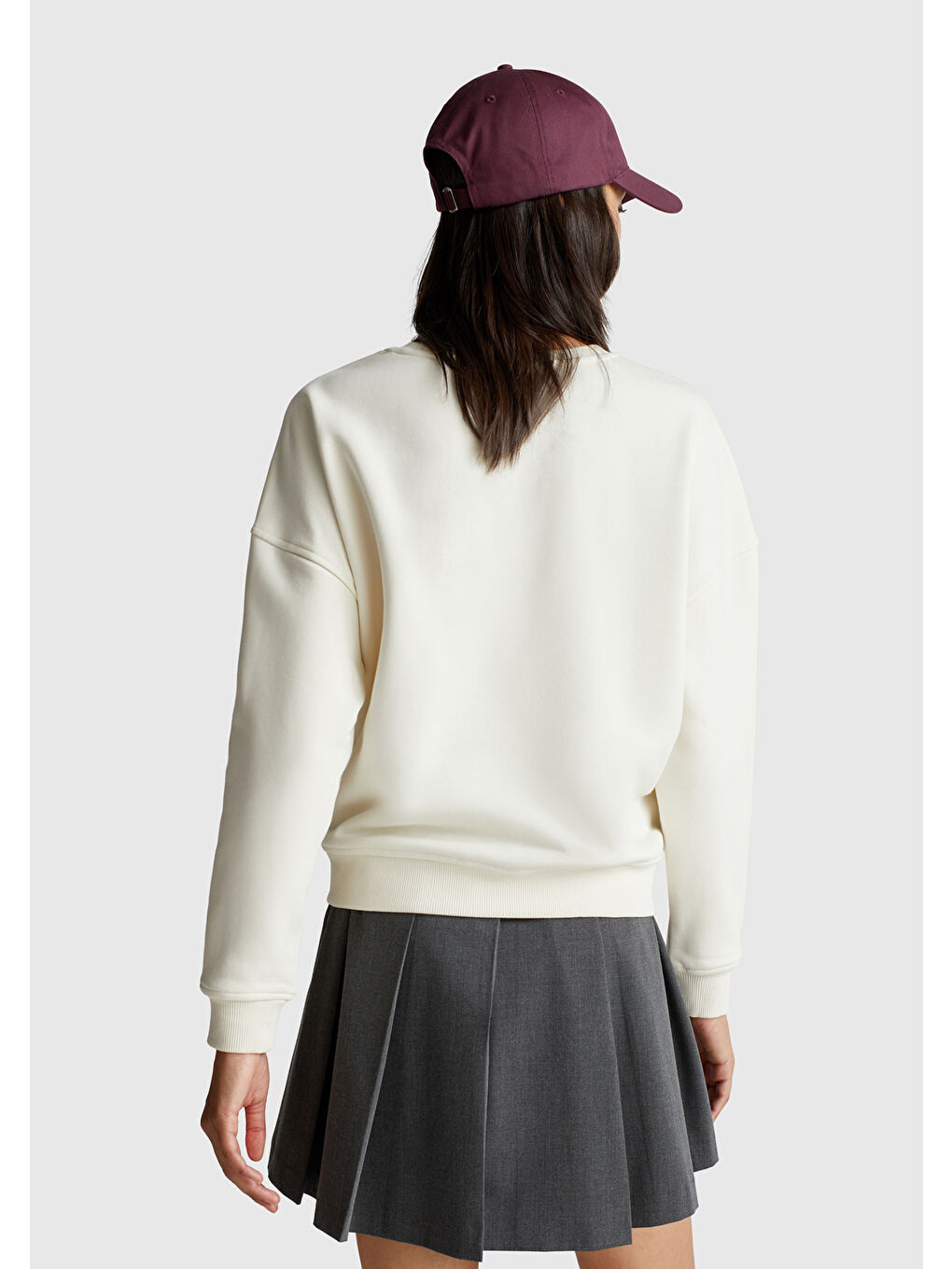 Ekru Kadın Krem Pamuk Karışımlı Çiçek Motifli Sweatshirt-2