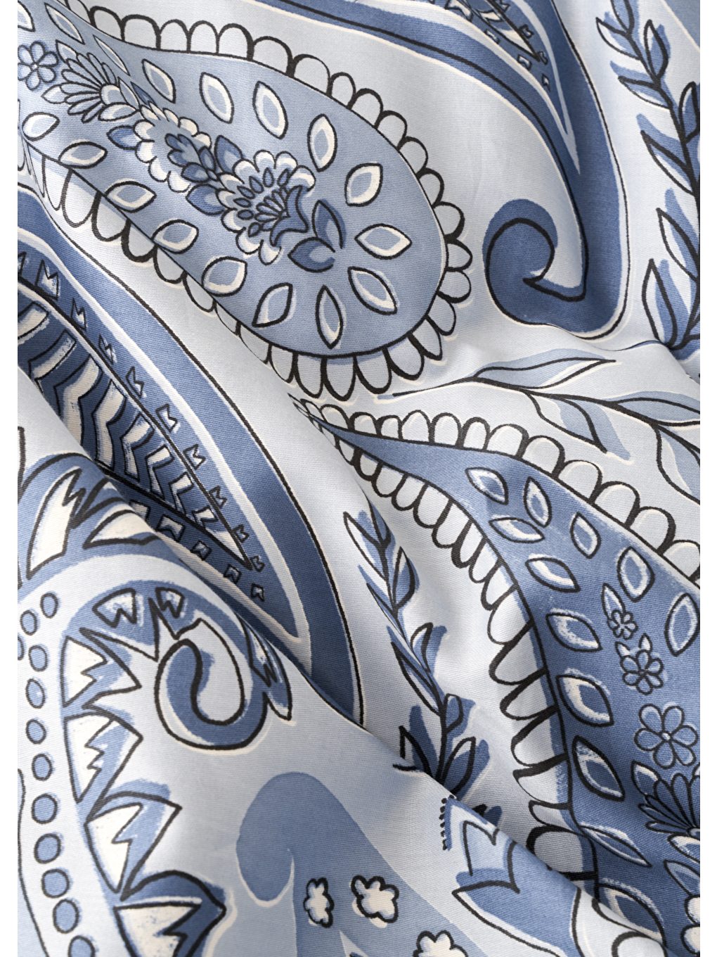 %100 Pamuk Saten Paisley Çift Kişilik Nevresim Takımı Mavi (200x220 cm)-6