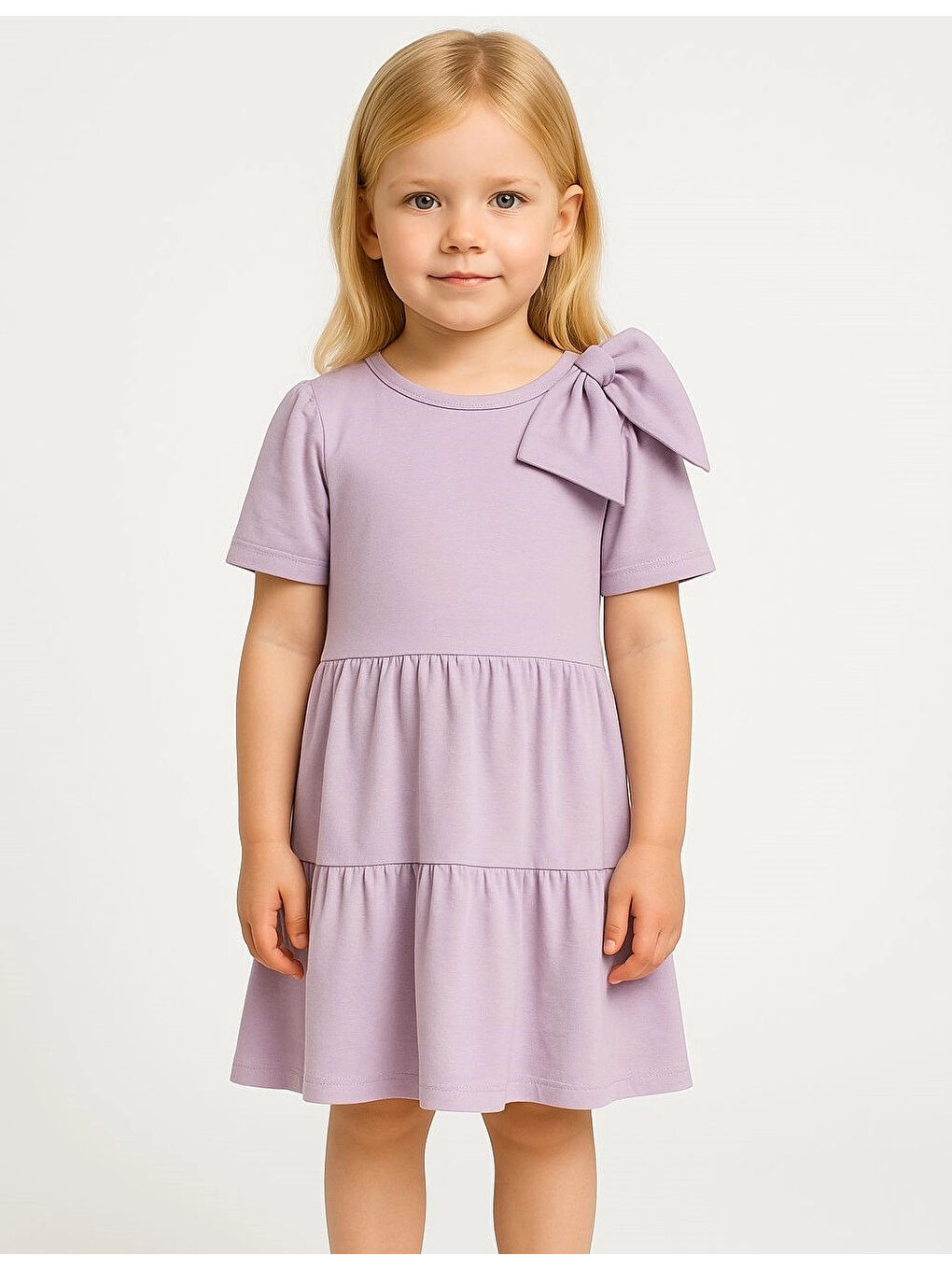 Lila Fiyonklu Kız Çocuk Elbise 50776
