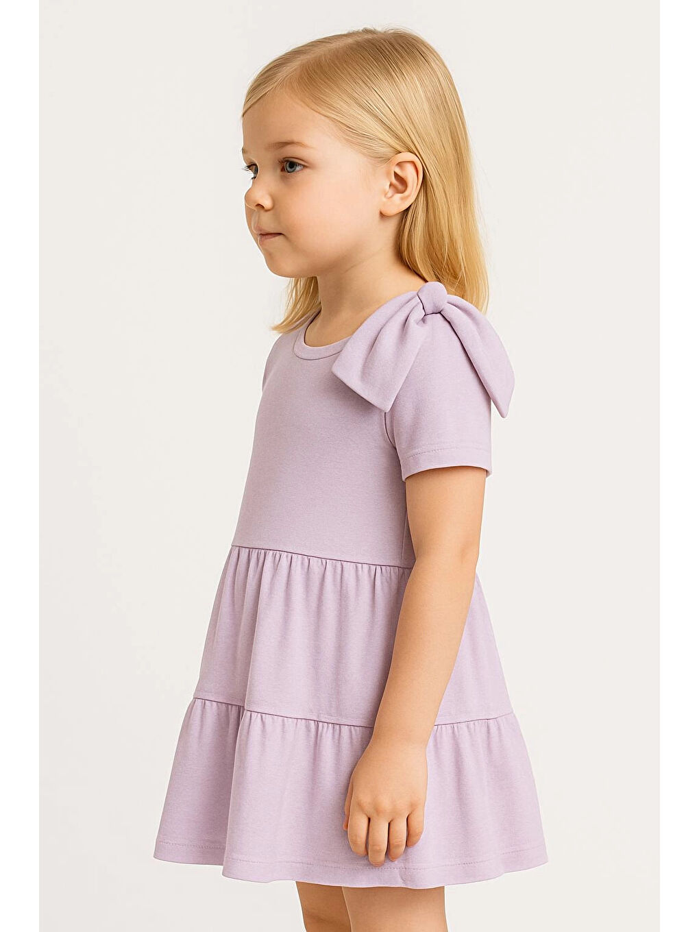 Lila Fiyonklu Kız Çocuk Elbise 50776-1