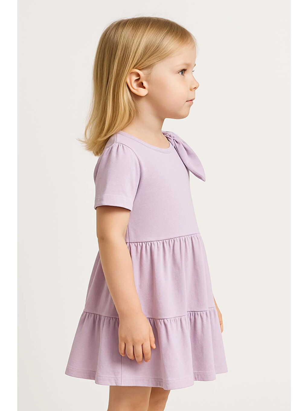 Lila Fiyonklu Kız Çocuk Elbise 50776-2