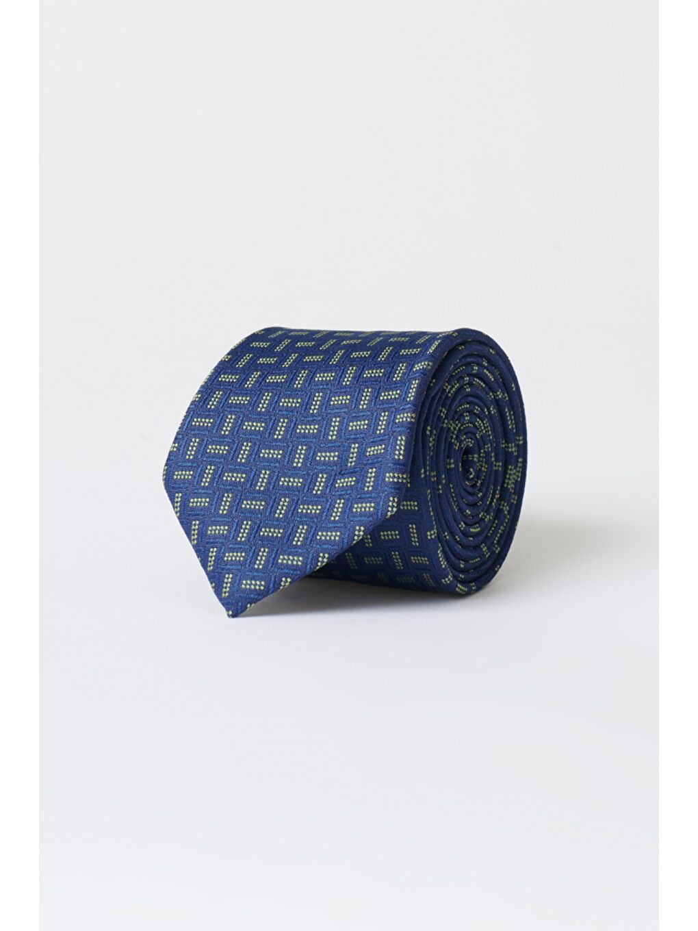 Erkek Lacivert-Yeşil Desenli Lacivert Yeşil Klasik Kravat