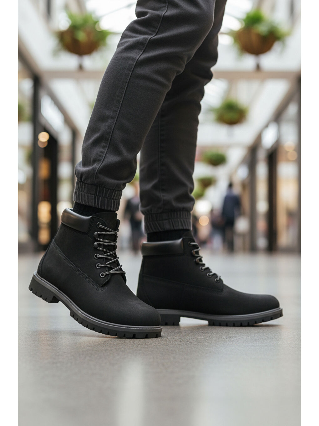 Siyah Nubuk Hakiki Deri Kaymaz Erkek Bot 725812 Helppo M-2