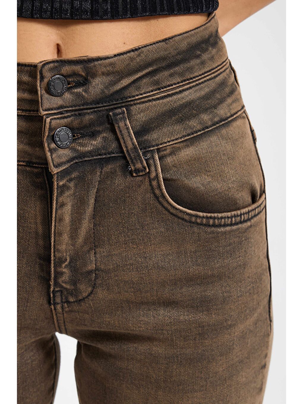 Yeşil Kadın ST Jean Rengi 2w5-62 Flare Fit Esnek Kumaş Denim Jean-4