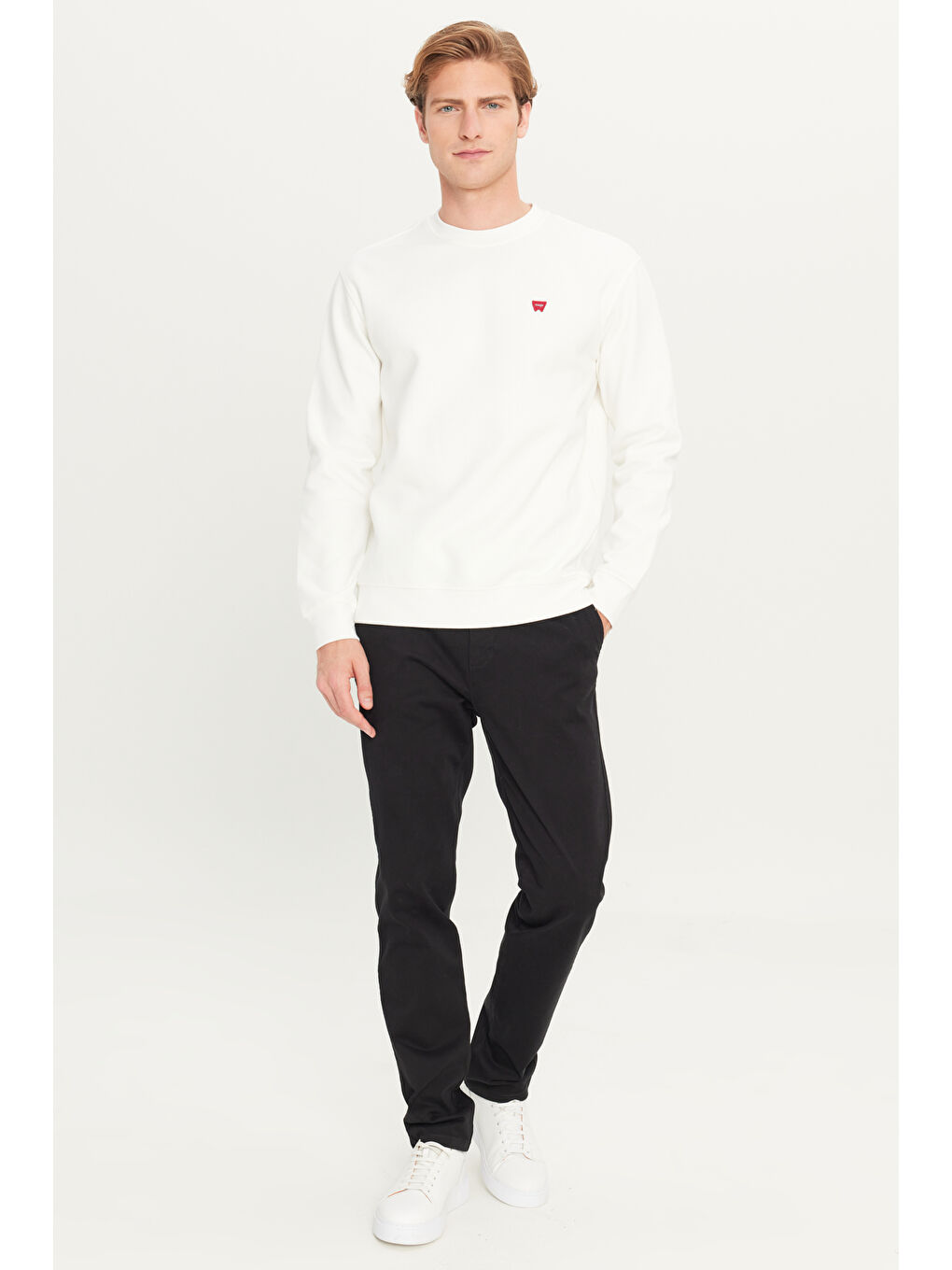 Regular Fit Bisiklet Yaka Kırık Beyaz Sweatshirt-2