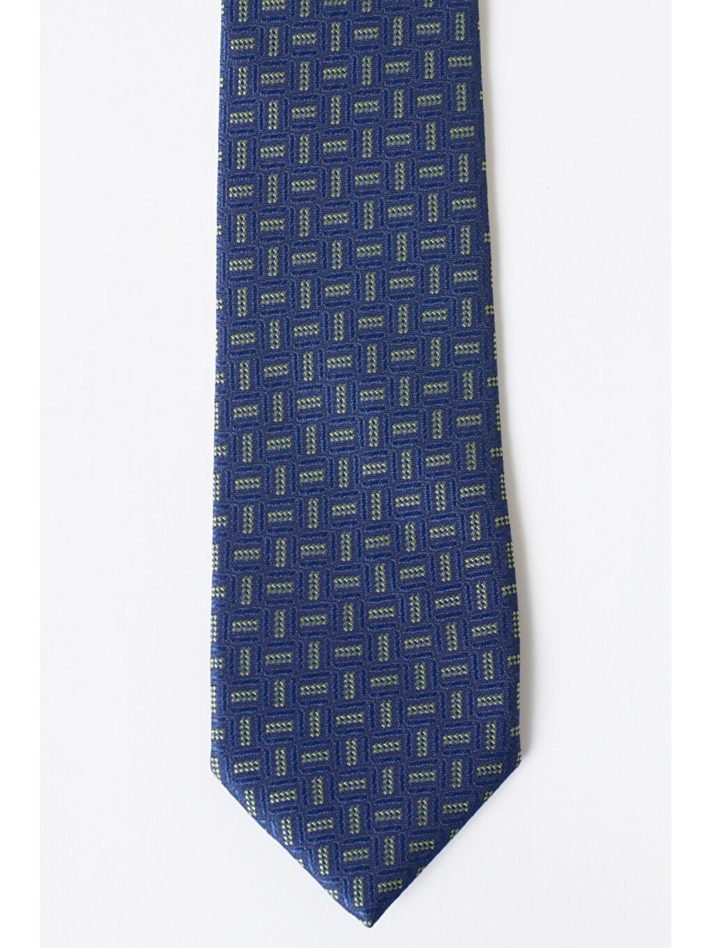 Erkek Lacivert-Yeşil Desenli Lacivert Yeşil Klasik Kravat-1