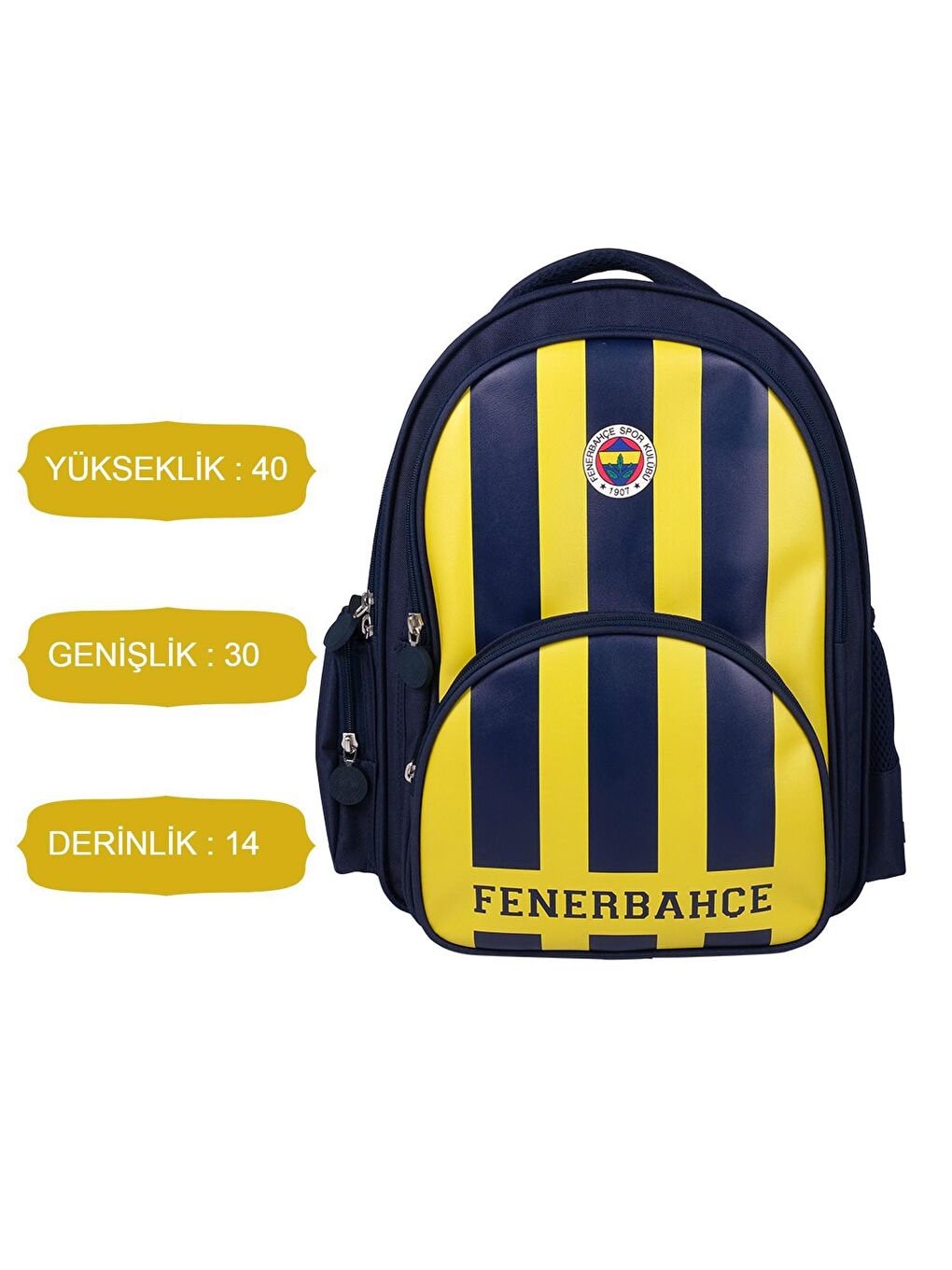 Fenerbahçe Sarı/Lacivert 3 Bölmeli Çubuklu Suni Deri Okul Sırt Çantası (24783) - 1