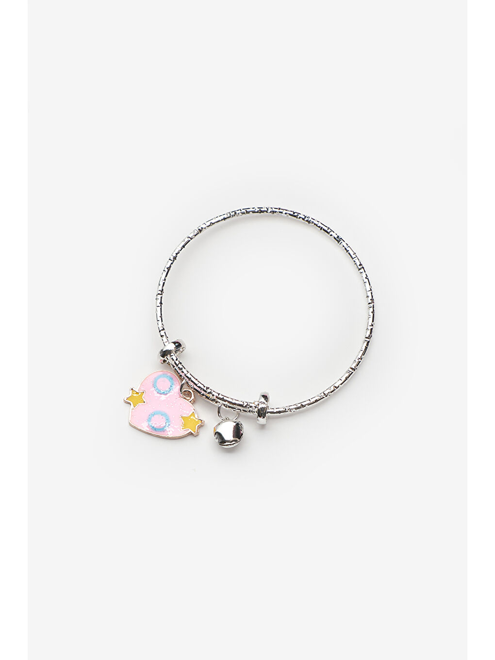 Sarı  Yıldızlı Kalp Figürlü Zil Detaylı Kız Çocuk Ayarlanabilir Bileklik-1