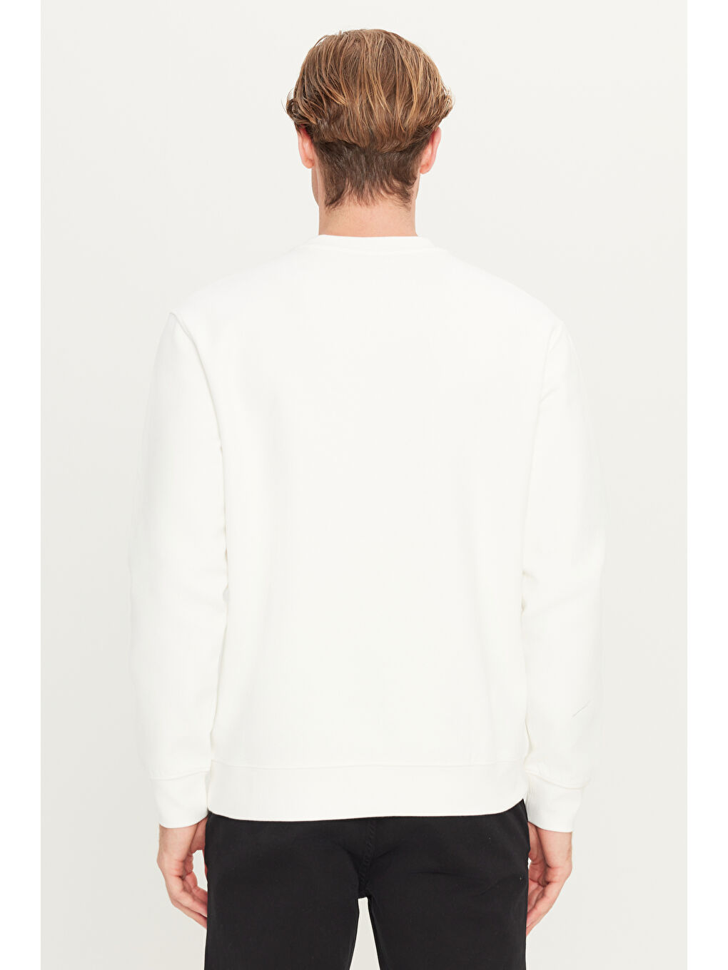 Regular Fit Bisiklet Yaka Kırık Beyaz Sweatshirt-4