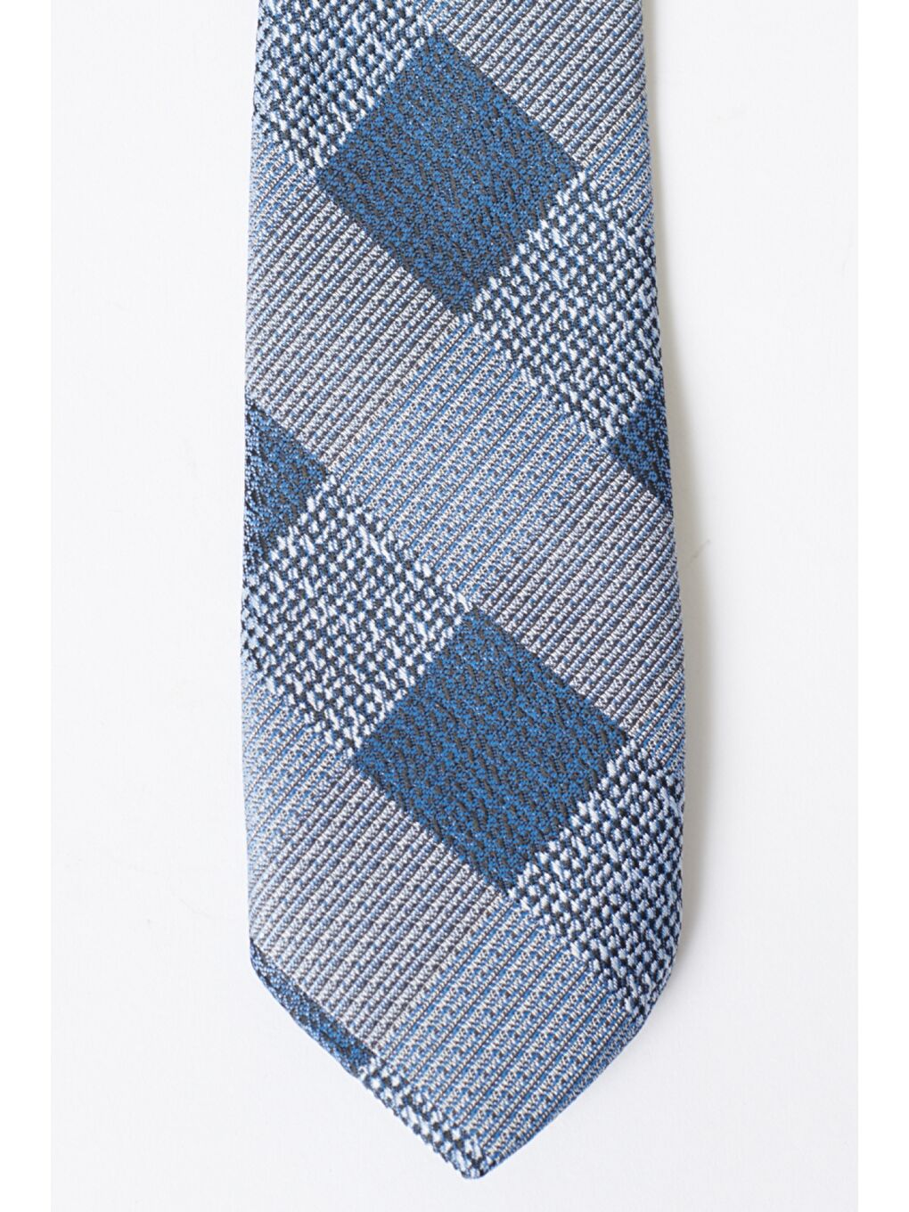 Erkek Gri-Mavi Desenli Gri/Mavi Kravat-1