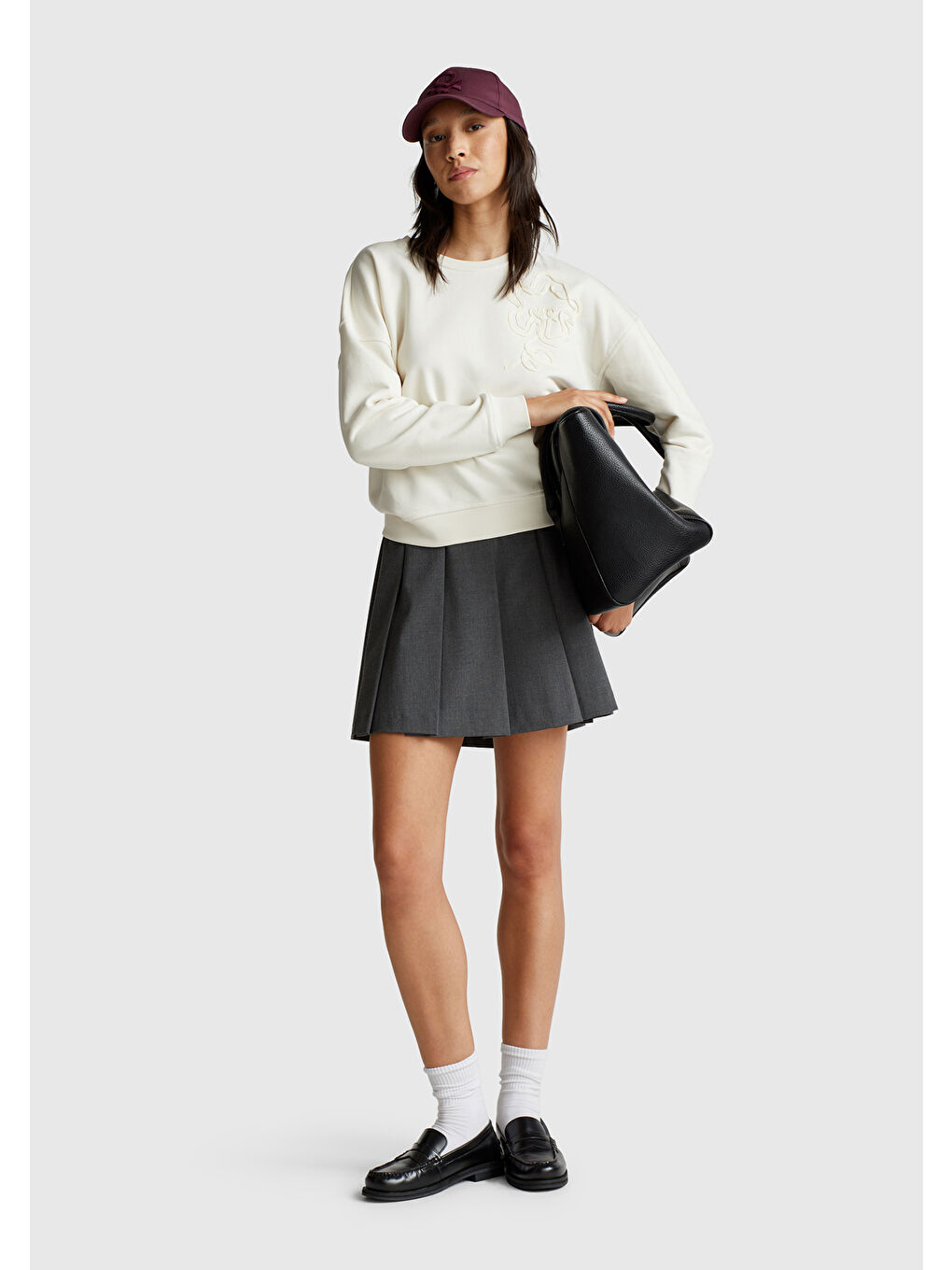 Ekru Kadın Krem Pamuk Karışımlı Çiçek Motifli Sweatshirt-4