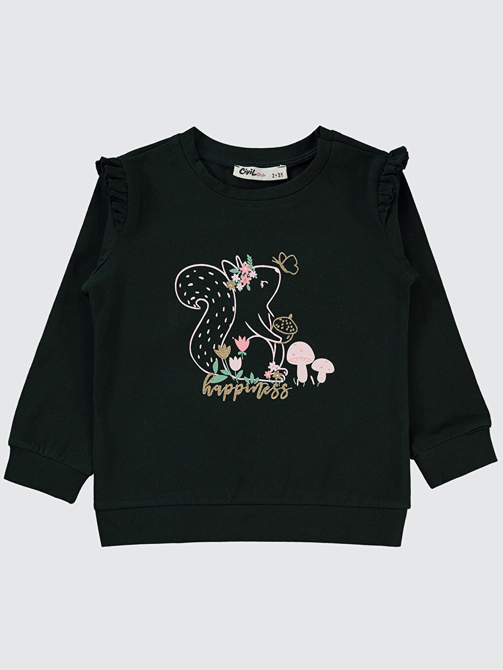 Girls Kız Çocuk Sweatshirt 2-5 Yaş Koyu Haki
