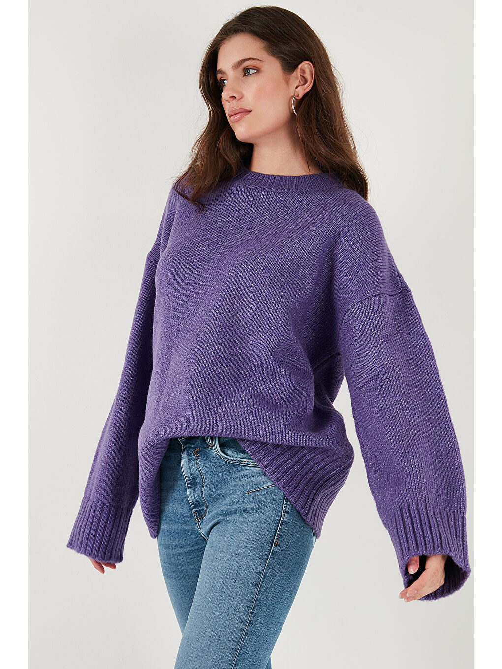 Mor Regular Fit Bisiklet Yaka Basic Triko Kazak 4616213-5