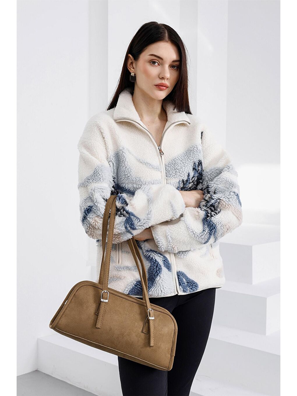 Kahverengi Vanity Süet Baget Çanta Taba-1