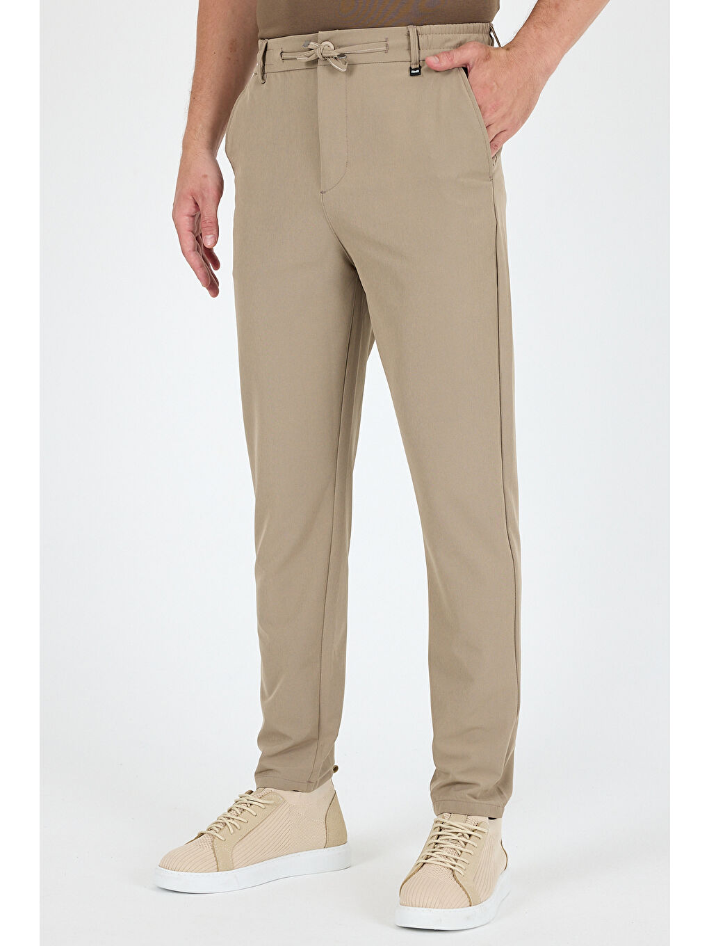 Bej Spor ve Günlük Rahat Cool %92Polyester %8Elastan Esnek Kumaş Erkek Jogger Pantolon Eşofman Altı 3670-1