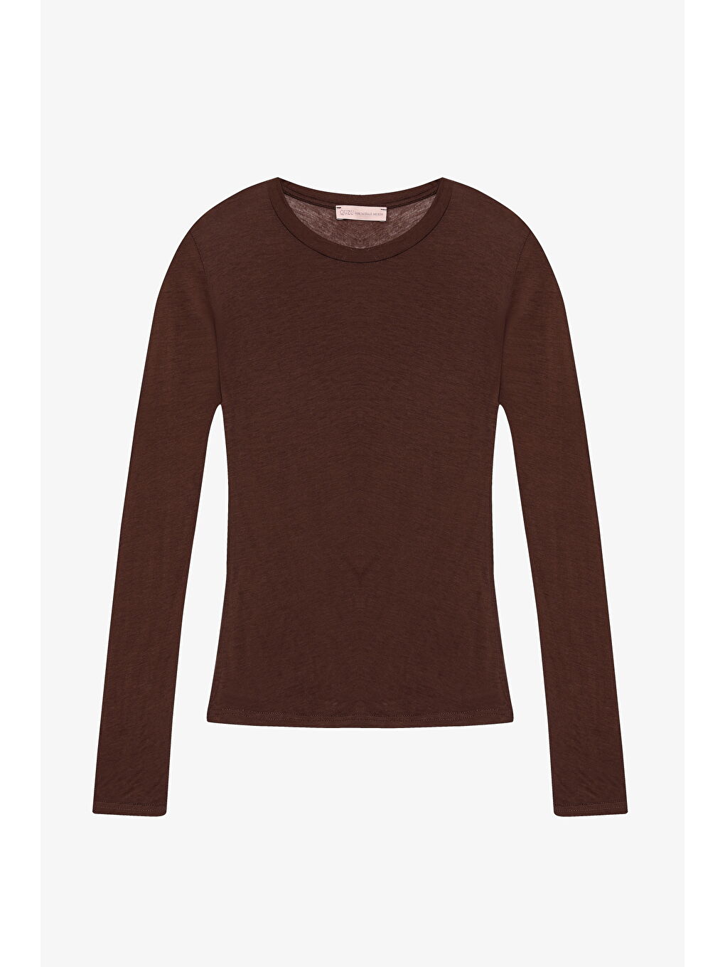 Bisiklet Yaka Basic Bluz Kahverengi