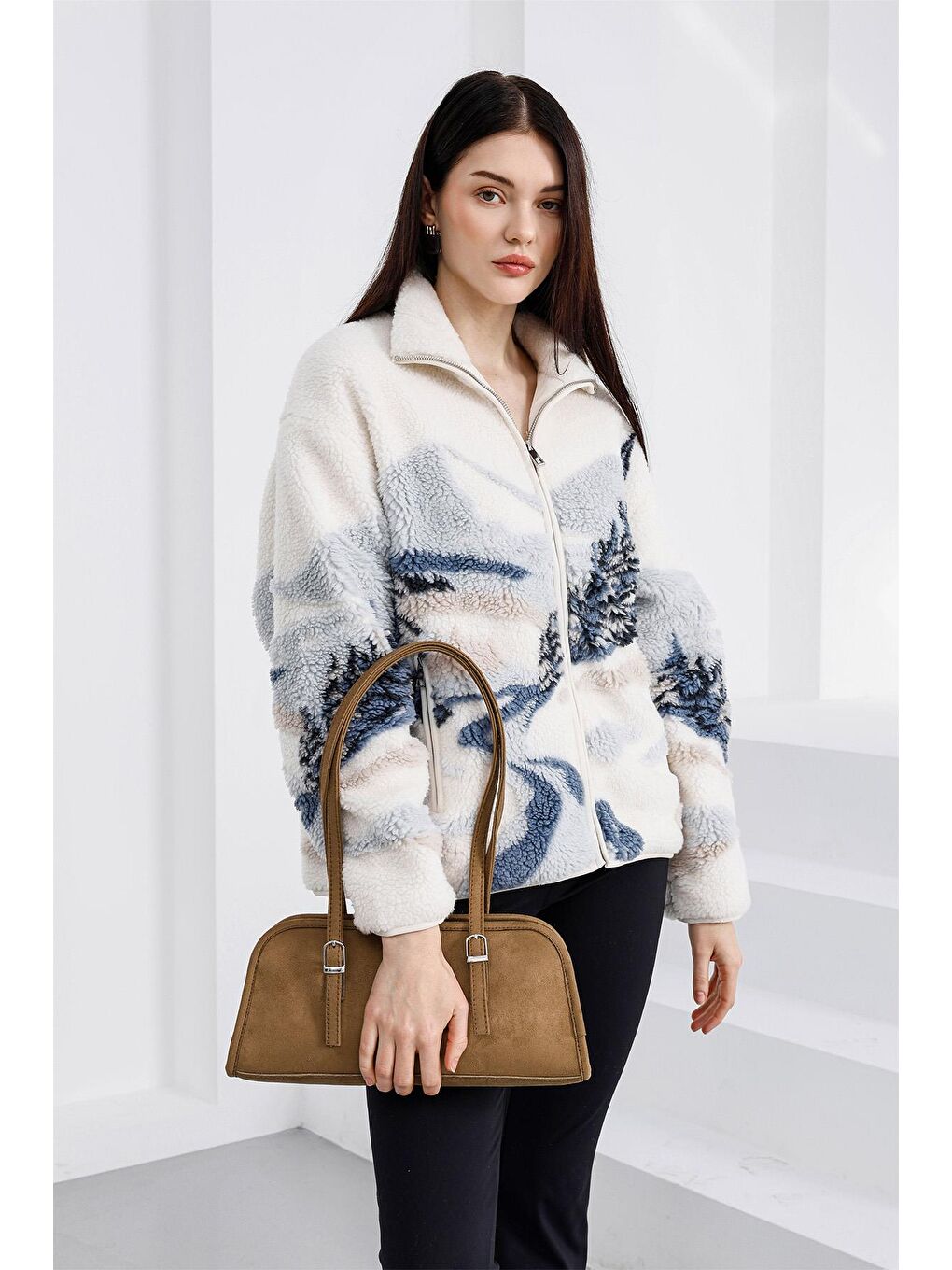 Kahverengi Vanity Süet Baget Çanta Taba-3