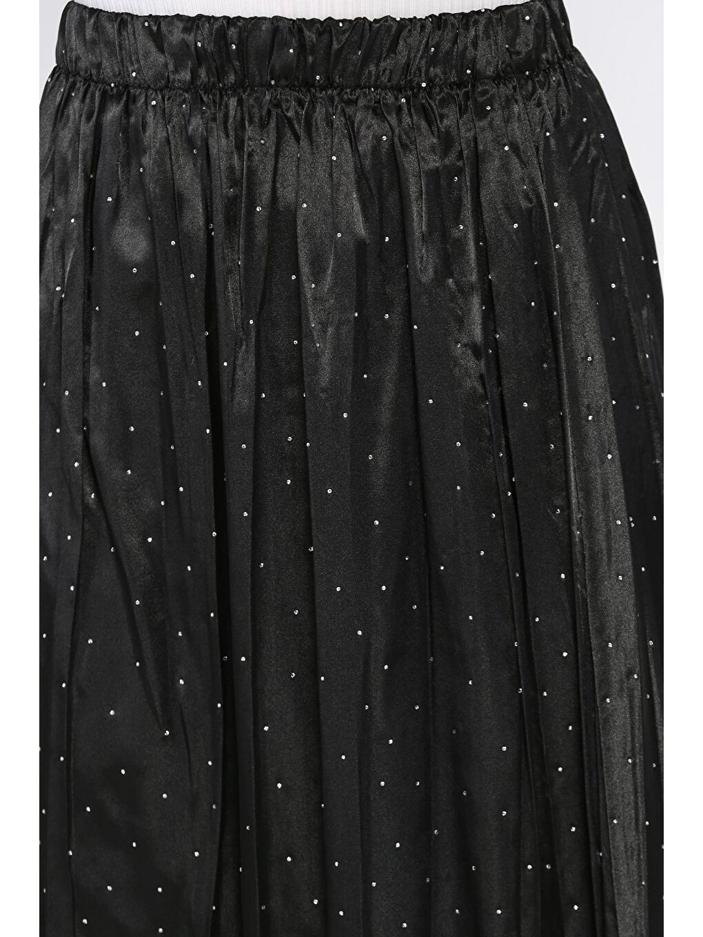 Siyah Bel Lastikli Taşlı Etek-3