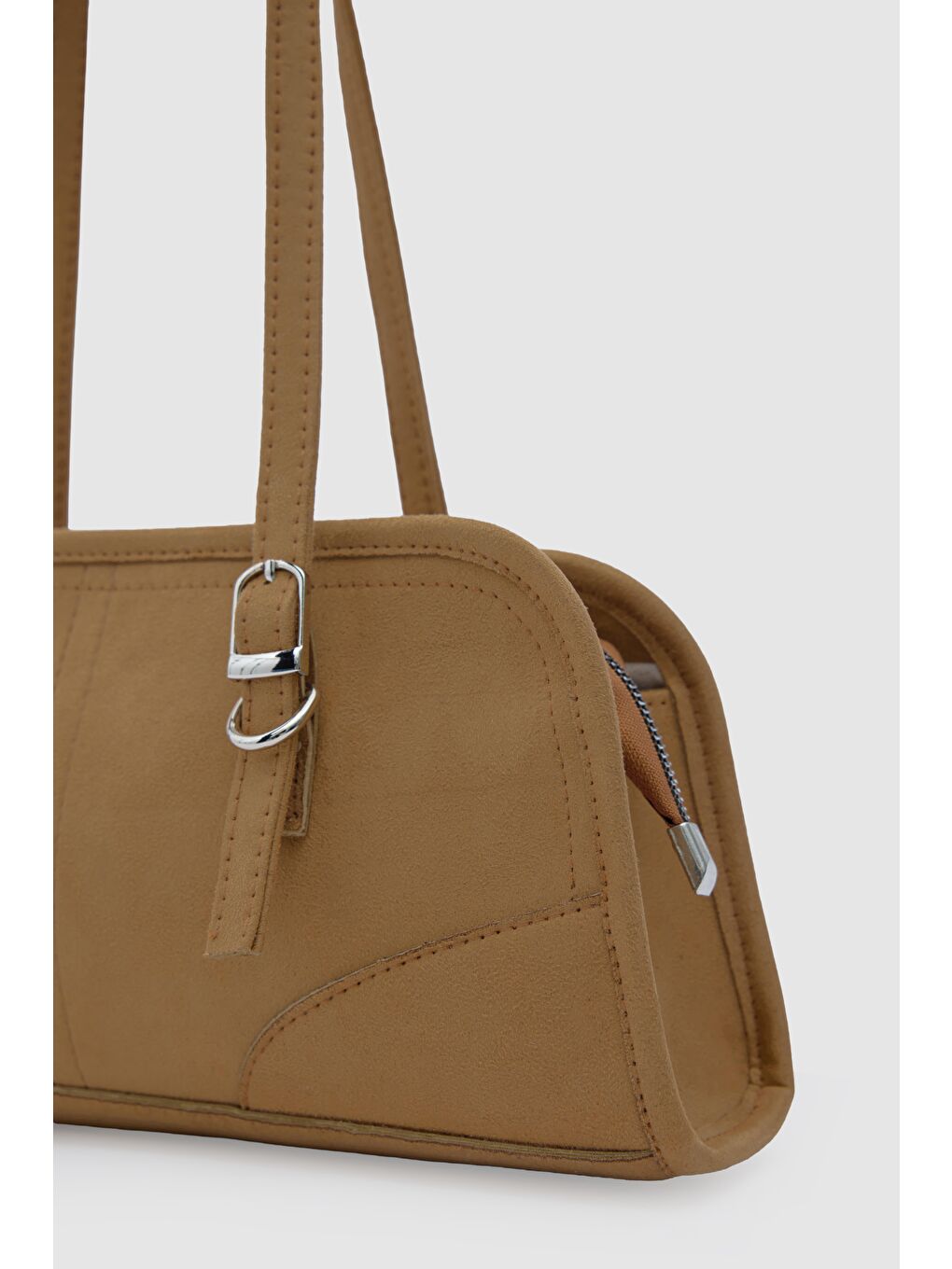 Kahverengi Vanity Süet Baget Çanta Taba-4