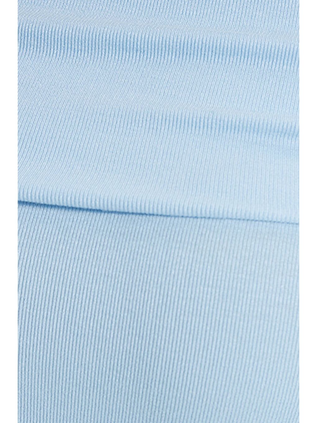 Kadın Slim Fit Dar Kesim Pamuklu Kayık Yaka Kısa Kollu Elastanlı Mavi Bluz-4