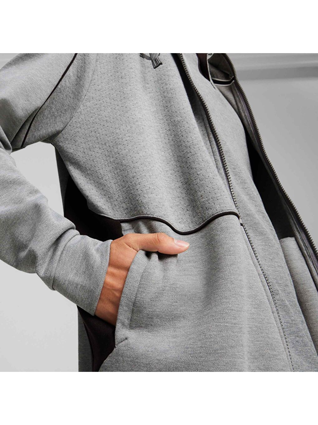 Gri BMW M Motorsport Erkek Kapüşonlu Motorsport SWEAT Ceket-3