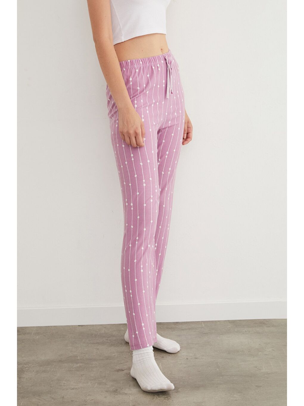 Mor Kalp Desenli Süet Pijama Altı-3