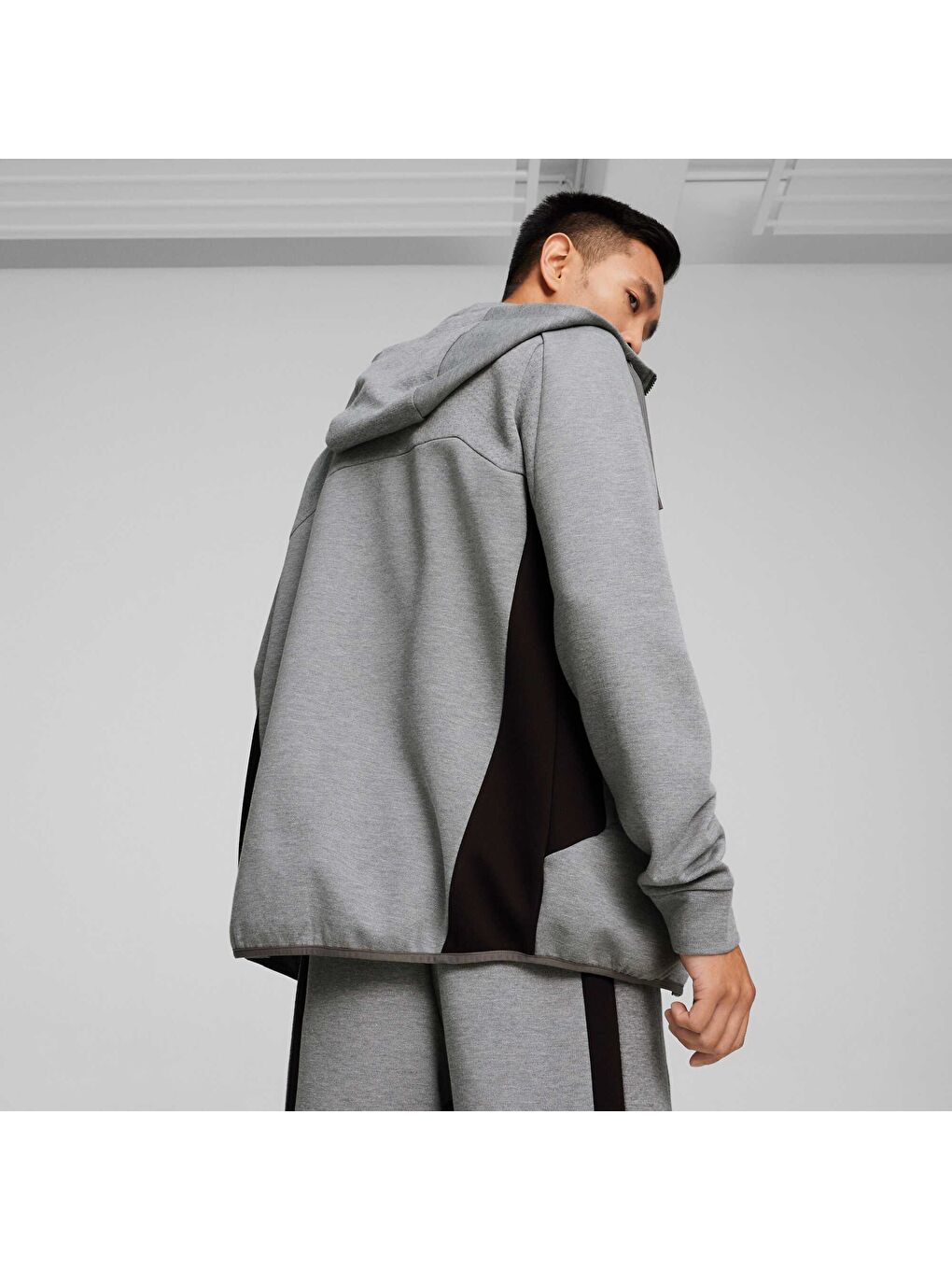 Gri BMW M Motorsport Erkek Kapüşonlu Motorsport SWEAT Ceket-5