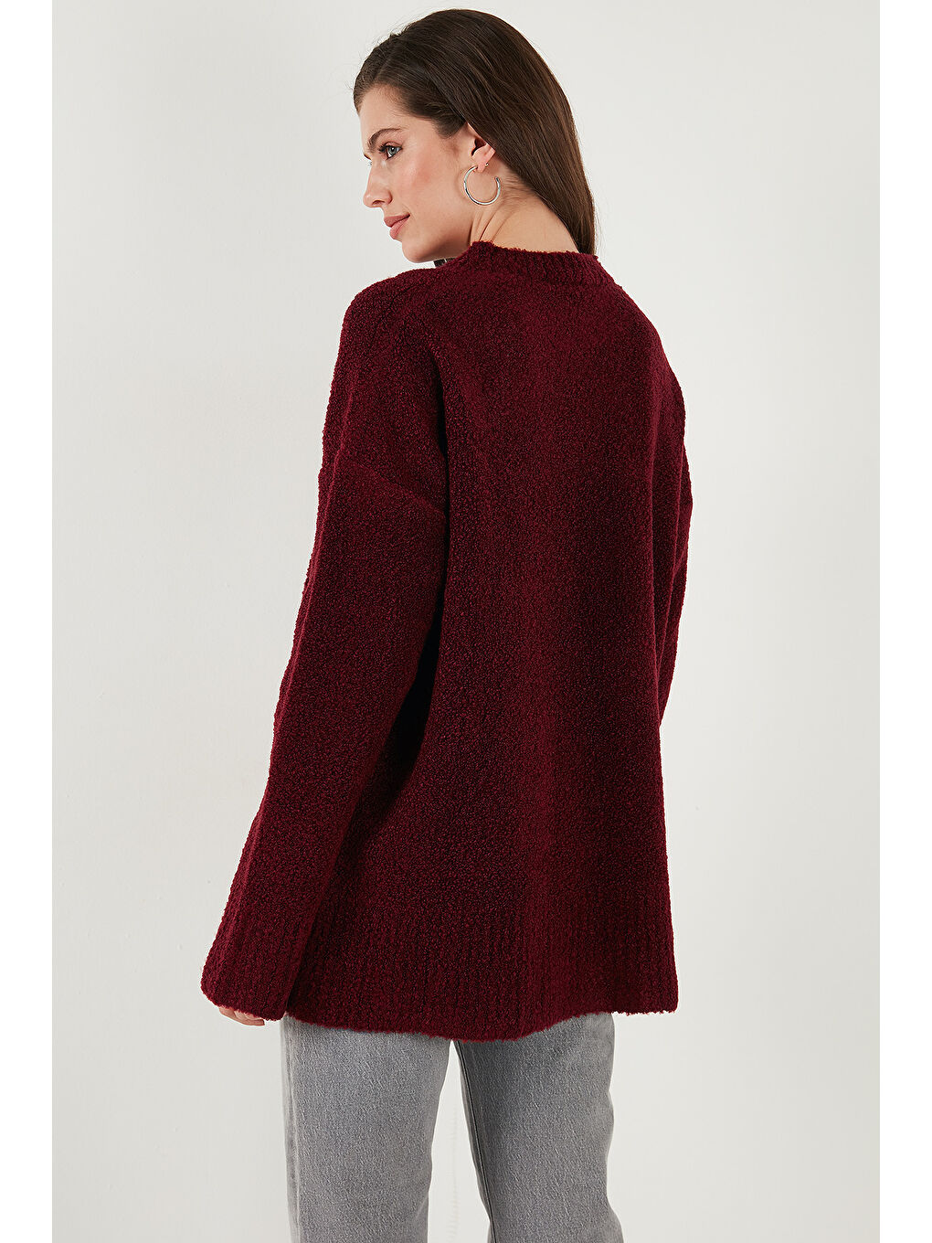 Bordo Regular Fit Dik Yaka Yumuşak Dokulu Triko Kazak 4616222-6