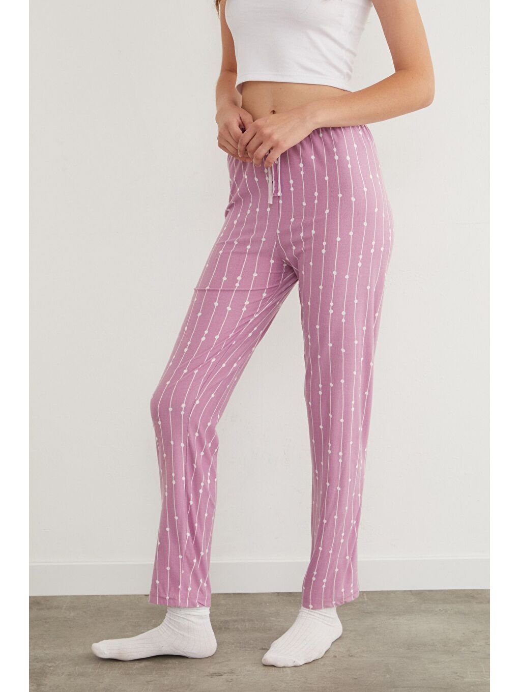 Mor Kalp Desenli Süet Pijama Altı-4