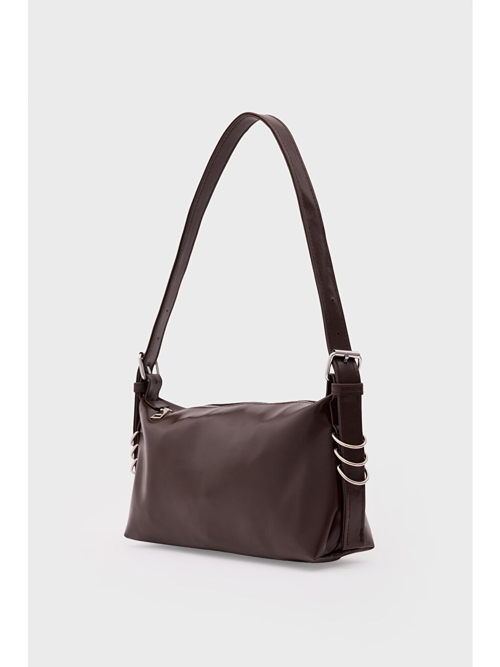 Kahverengi Loop Halka Detaylı Baget Çanta Kahve-3