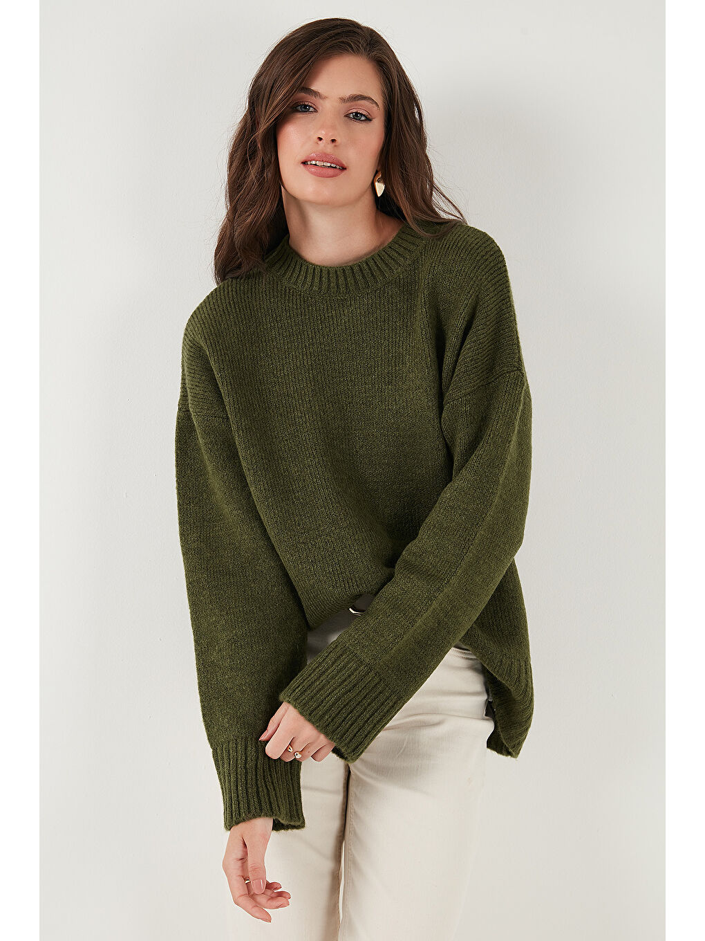 Haki Regular Fit Bisiklet Yaka Basic Triko Kazak 4616213-3