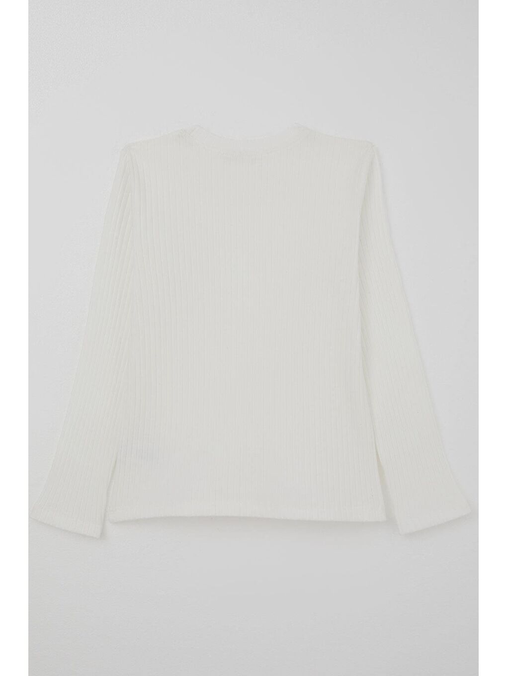 Kız Çocuk Uzun Kollu Tişört Pullu İncili Çiçek Armalı Ekru (9-14 Yaş)-2