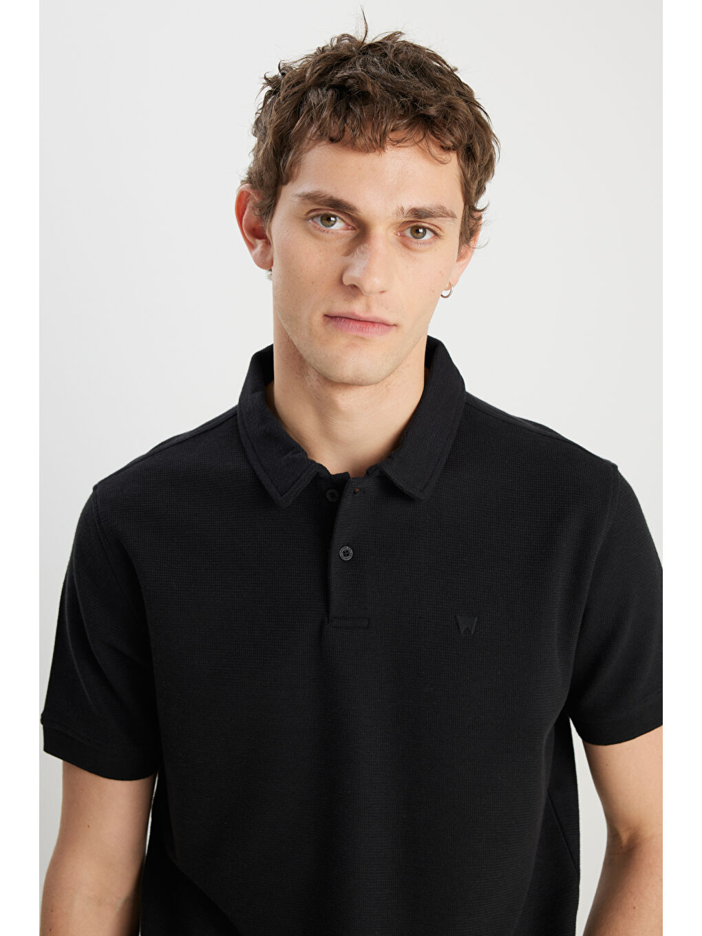 Regular Fit Normal Kesim Siyah Polo Yaka Tişört-3