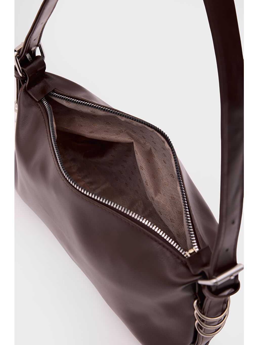 Kahverengi Loop Halka Detaylı Baget Çanta Kahve-6