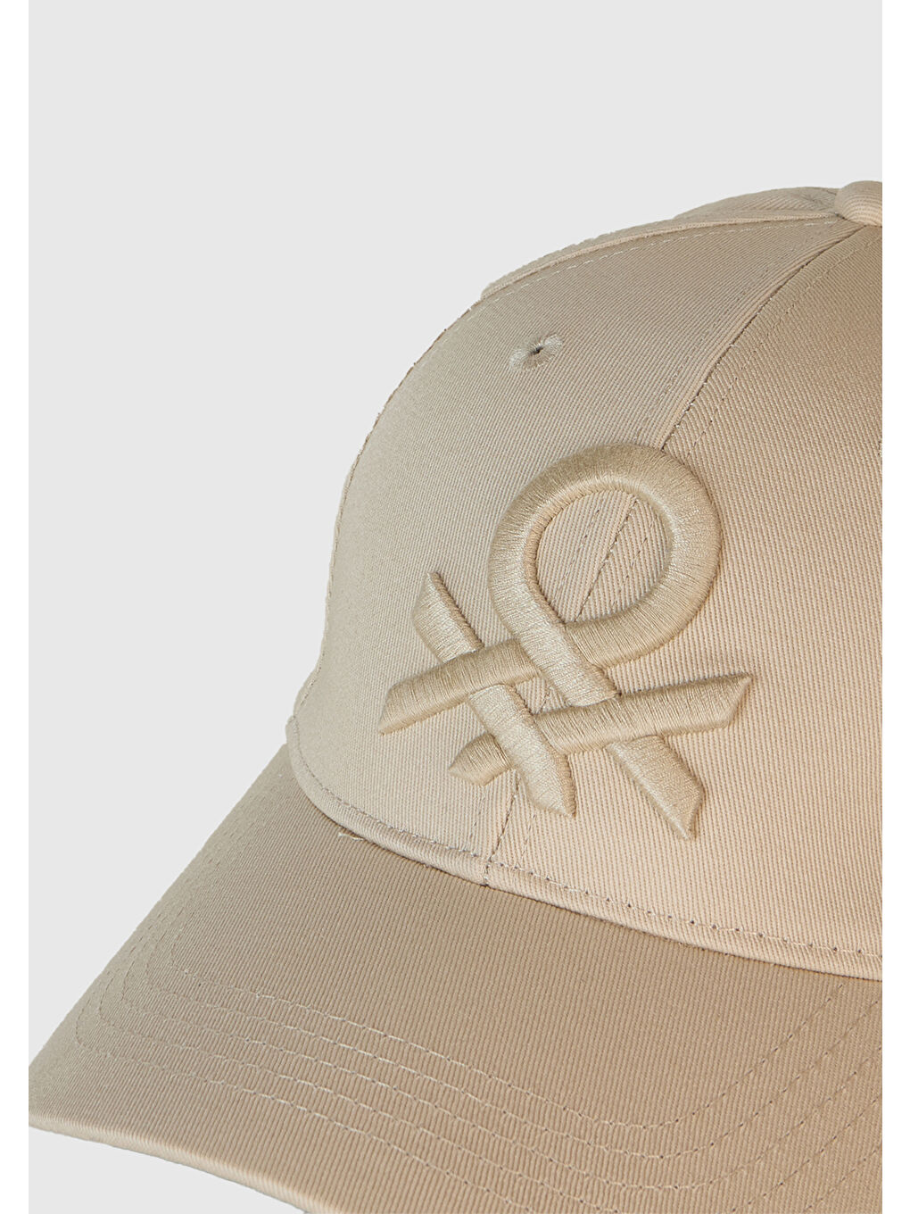 Bej Erkek Taş Rengi Önü Logo İşlemeli Beyzbol Şapkası-1