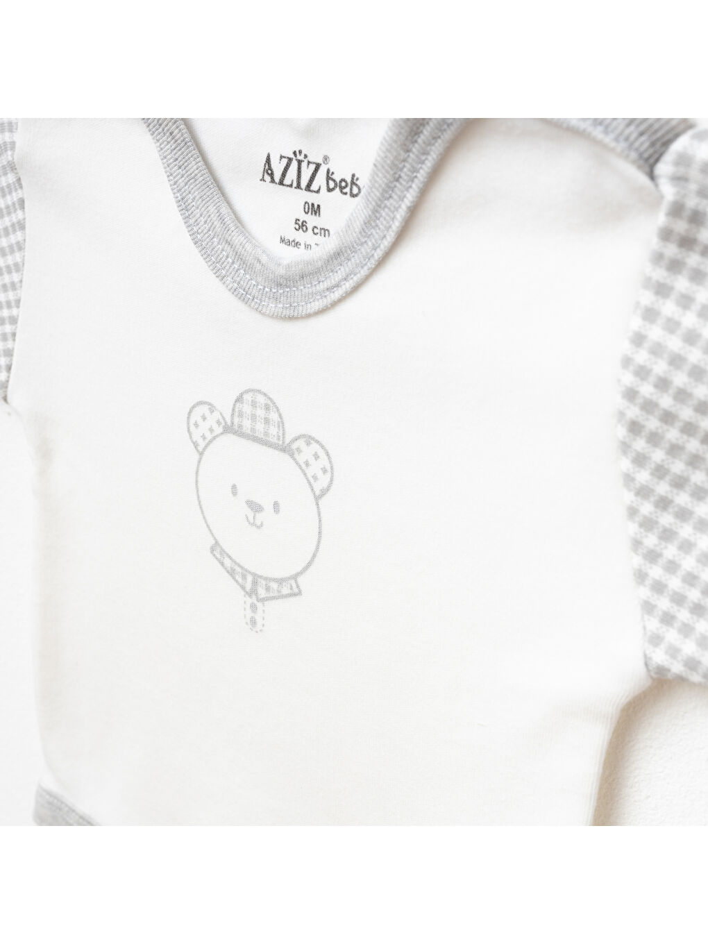 Gri Erkek Bebek Ayı Nakışlı 10' Lu Hastane Çıkış Seti 0 Ay - 3 Ay-2