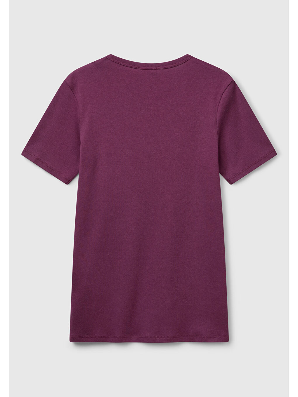 Kadın Mürdüm %100 Pamuk Benetton Yazılı Basic T-Shirt-3