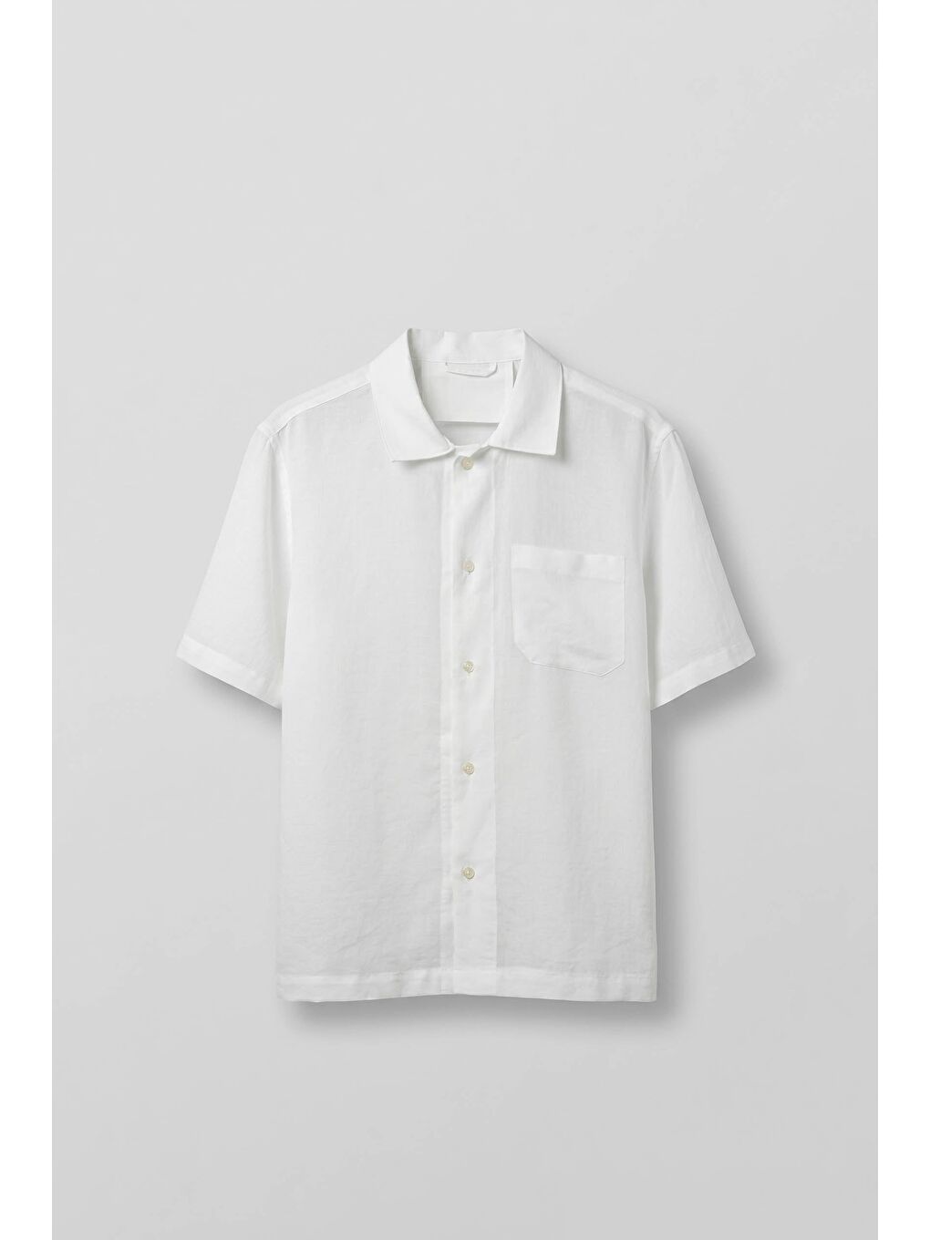 Erkek Relaxed Fit Kısa Kollu Cepli Lyocell Gömlek Beyaz