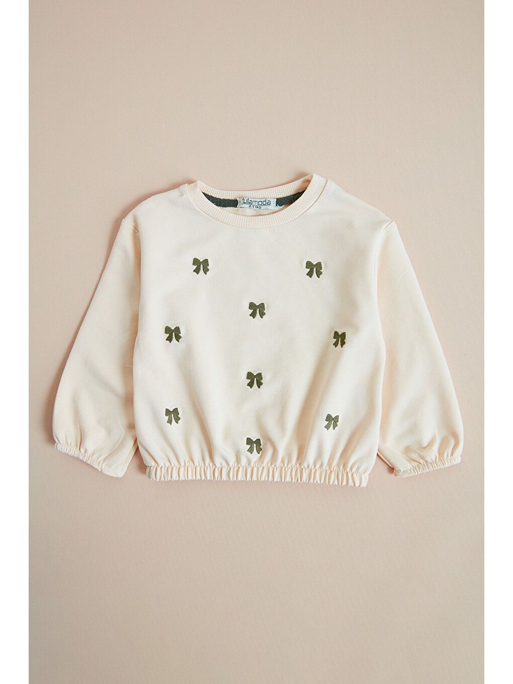 Haki Kurdele Nakışlı Bol Paça Kız Çocuk Takım-1