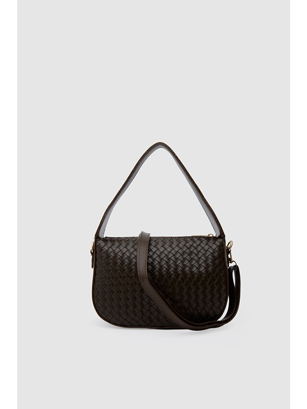 Kahverengi Darley Örgülü Baget Çanta Kahve-7