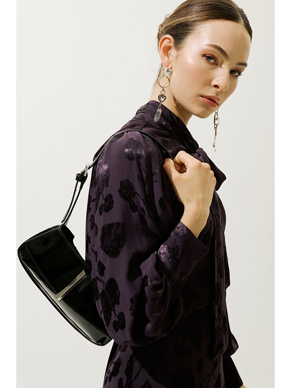 Rugan Tokalı Omuz Çantası Siyah-1