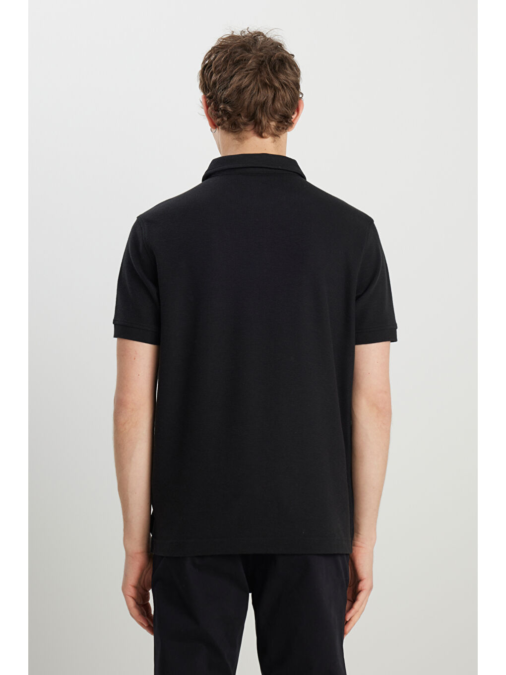 Regular Fit Normal Kesim Siyah Polo Yaka Tişört-5