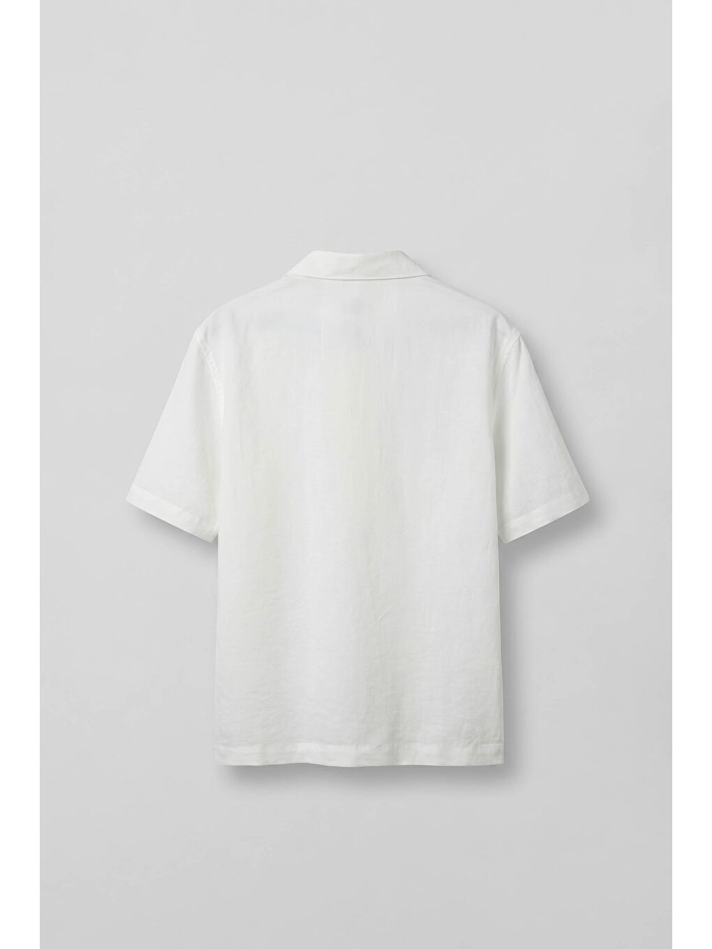 Erkek Relaxed Fit Kısa Kollu Cepli Lyocell Gömlek Beyaz-1