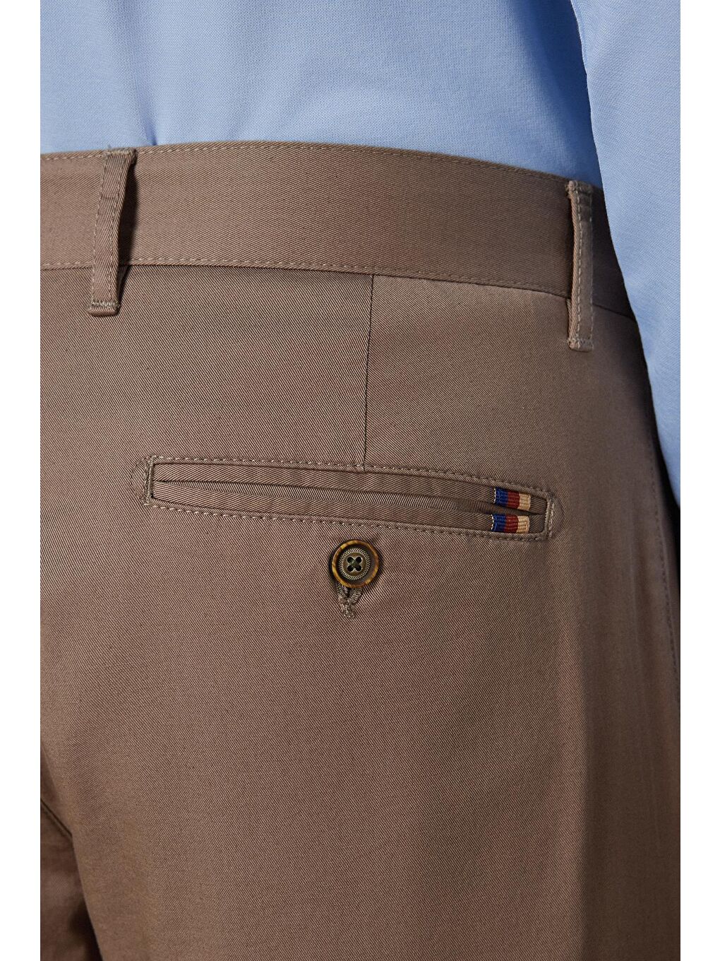 Chino Twill Pamuk Karışımlı Slim Fit Haki Erkek Düz Pantolon-2