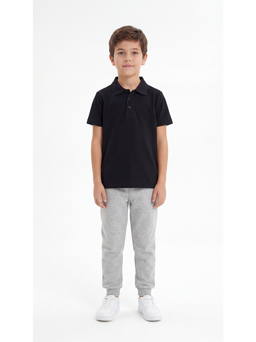 Siyah Erkek Çocuk Okul Kısa Kol Polo Yaka Lakost