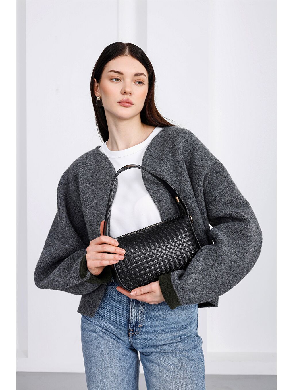 Darley Örgülü Baget Çanta Siyah-3