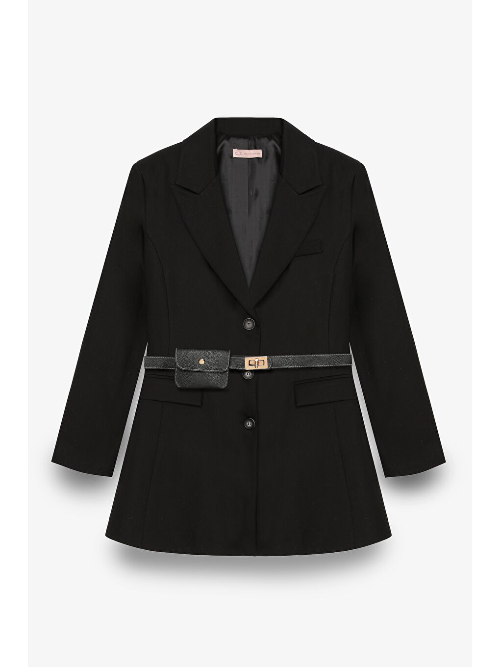 Kemerli Çanta Aksesuarlı Blazer Ceket Elbise Siyah